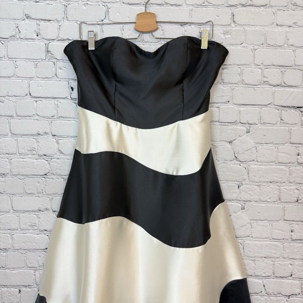 Anthropologie Hutch Strapless Maxi Dress Formal Gown Black White Colorblock 8 - Picture 6 of 16